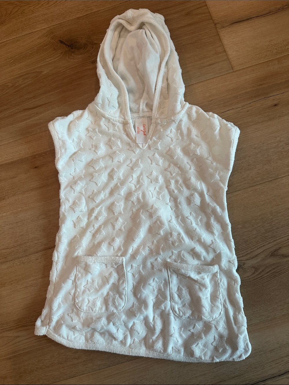 Cat & Jack White Star Terry Hooded Kids Swim Coverup